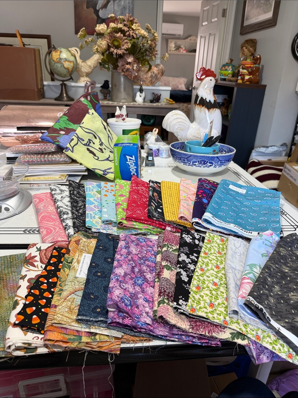 Lot of Assorted 1/2 Yard Fabric and Assorted Partial Pieces